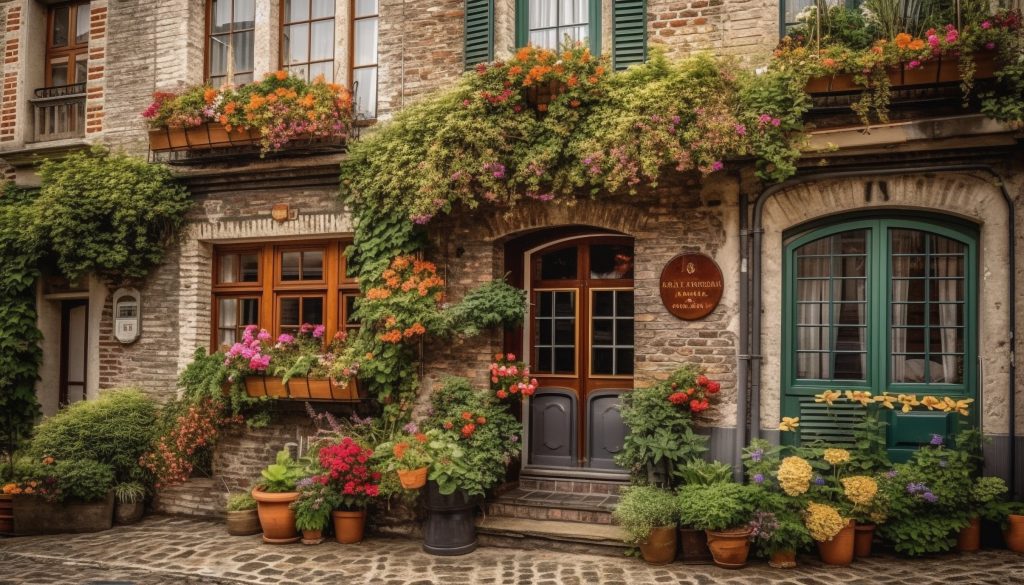 Decoración de fachada con plantas